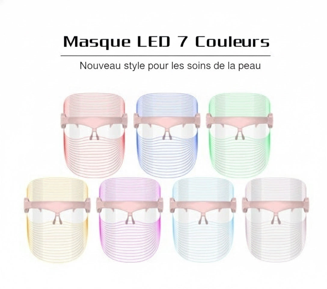 Masque LED Photothérapie 7 Couleurs - Soin Visage Anti-Âge